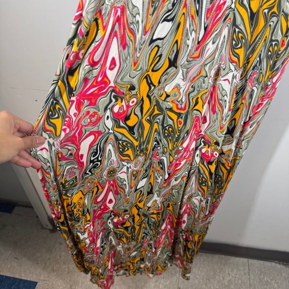 Abstract Maxi Dress Size S/M Multicolor Sleeveless Flowy Greek Summer Boho - Picture 12 of 13